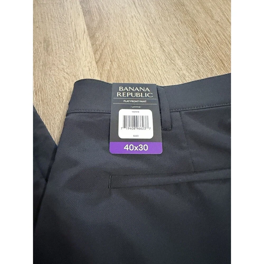 Banana Republic Men’s Flat Front Pants Lot Of 2 Blue And Black NEW 40x30